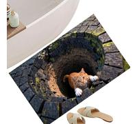 Türteppich - 3D | Schmutzfänger Modern | Illusion Türmatte Für Party & Event | Rutschfeste Bodenmatte Für Innenbereich | Kreatives Einweihungsgeschenk & Dekoration Schwarz Weiß 3D Loch Optik 1pk