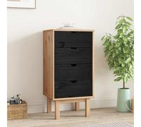TUERYAFEK Cómoda OTTA Negro 45 x 39 x 90 cm pino macizo | 4 cajones, estilo escandinavo, construcción robusta, superficie fácil de limpiar, multiusos