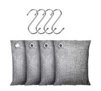 Tuesoa Absorbedor de Olores de Carbón Activado, 4x200 G con Eliminador de Olores Naturales para Olores Fuertes, Purificación de Aire de Carbón de Bambú