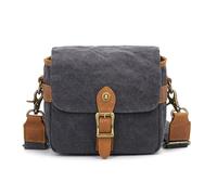 Tuesoa Lona SLR Cámara Bolsa Mini Solo Bolsas de Mensajero Impermeable Resistente Al Desgaste Hombro Fotografía Mochilas Gris Oscuro