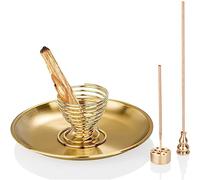 Tuesoa Quemador de 4 Piezas, Soporte de Incienso para Varitas de Incienso/Bobina de Incienso/Conos de Incienso, Recogedor de Cenizas de LatóN para Sala de Yoga de MeditacióN