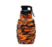 Tufcup Spit Cup Spittoon Botella - Taza de inmersión reutilizable con tapa - Plegable resistente a derrames a prueba de fugas de silicona para viajes (camuflaje naranja)