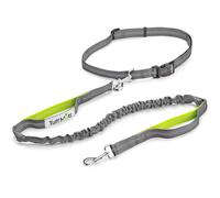 Tuff Mutt Correa de perro manos libres para correr, caminar, senderismo, correa elástica duradera de doble asa, costuras reflectantes, 4 pies de largo, cinturón ajustable (se adapta a cintura de hasta
