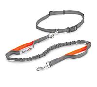 Tuff Mutt Correa para perros manos libres, para correr y pasear, se coloca en la cintura, correa elástica de doble asa con costuras reflectantes y cinturón ajustable para pasear perros