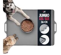 Tuff Pupper Alfombrilla Impermeable para alimentación de Mascotas de 90x60 cm Pulgadas, Bordes elevados Que evitan derrames, fácil de Limpiar, Apta para lavavajillas