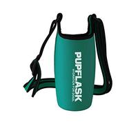 Tuff Pupper PupFlask - Portabotellas de Agua para Perros con Aislamiento de Neopreno y Correa Ancha Ajustable para el Hombro, Ideal para Viajes, Caminar, Verde Quetzal 27 onzas