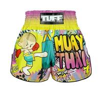 Tuff Sport Muay Thai - Pantalones cortos de boxeo, estilo retro, corte ajustado, MMA, kickboxing, entrenamiento, ropa, Tuf-rms105-mtc, S