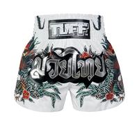 Tuff Sport Muay Thai - Pantalones Cortos de Boxeo, Estilo Tradicional, Artes Marciales Mixtas, Kickboxing, Tuf-ms677-wht, Large