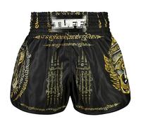 Tuff Sport Pantalones cortos de boxeo Muay Thai, estilo retro, corte delgado clásico, MMA, kickboxing, conjunto de entrenamiento, Tuf-rms116-blk, Small