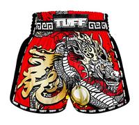 Tuff Sport Pantalones Cortos Retro de Muay Thai, Pantalones Cortos de Boxeo, Corte Delgado, para Artes Marciales Mixtas, Kickboxing, Entrenamiento, Ropa de Entrenamiento, Tuf-msc116-rojo, Medium