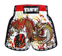 Tuff Sport - Pantalones cortos retro de Muay Thai para boxeo, clásicos y de corte slim, ropa de entrenamiento y gimnasio para MMA y kickboxing (talla XXL, TUF-MSC114-WHT)