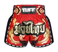 Tuff Sport Pantalones cortos retro para Muay Thai, pantalones cortos de boxeo, corte delgado, MMA, kickboxing, entrenamiento, ropa de entrenamiento, Tuf-msc119-rojo, X-Large