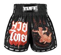 Tuff Sport Pantalones cortos retro para Muay Thai, pantalones cortos de boxeo, corte delgado, MMA, kickboxing, entrenamiento, ropa de entrenamiento, Tuf-msc102-blk, Medium