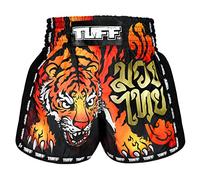 Tuff Sport Pantalones cortos retro para Muay Thai, pantalones cortos de boxeo, corte delgado, MMA, kickboxing, entrenamiento, ropa de entrenamiento, Tuf-msc125-blk, Large