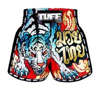 Tuff Sport Pantalones cortos retro para Muay Thai, pantalones cortos de boxeo, corte delgado, MMA, kickboxing, entrenamiento, ropa de entrenamiento, Tuf-msc126-rojo, Medium