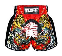Tuff Sport Pantalones cortos retro para Muay Thai, pantalones cortos de boxeo, corte delgado, MMA, kickboxing, entrenamiento, ropa de entrenamiento, Tuf-msc113-rojo, X-Large
