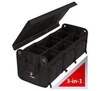 Tuff Viking Organizador de Maletero con Correas en V, Separador Extraíble, Bolsillos Laterales Extensibles, Fondo Reforzado, Plegable e Interior Impermeable (3 en 1 con tapa, Large)