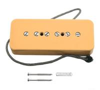 Tufgo Single Coil P90 - Juego de pastilla de guitarra Alnico de 2 núcleos, cera con cancelación de zumbido para actuaciones en vivo, negro o blanco, 8,55 cm (cuello de guitarra amarillo)