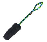 Tug-E-Nuff Dog Gear WondaBaa bungee tirador de juguete para perros para entrenamiento interactivo y juego, Área de mordedura de piel de oveja, Tamaño 23x3 pulgadas Diseño verde 1 unidad (paquete de 1)