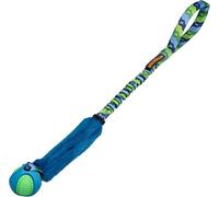 Tug-E-Nuff Fauxtastic PowerBall Bungee Tug (patrón verde), juguetes duraderos de piel sintética para perros con bola de goma, juguetes interactivos para perros pequeños, medianos y grandes, 63 cm