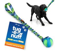 Tug-E-Nuff PowerBall Bungee Tug (patrón verde), juguetes duraderos para perros con pelota de goma para perros, juguetes interactivos fuertes para entrenar perros pequeños, medianos y grandes, 43 cm