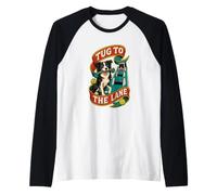 Tug TO The Lane Perro Flyball Relevos Camiseta Manga Raglan