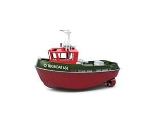TUGBOAT 686 - Barco a control remoto, escala 1:72, 2.4G, doble motor, remolcador RC de alta potencia con luces LED, casco impermeable para piscinas y lagos