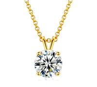 TUHE Collar de moissanita para mujer de 0.1 a 12.0 quilates (3-15 mm), colgante de moissanita chapado en oro de 18 quilates, collar solitario redondo con cadena de 45.7 cm + 5.1 cm, joyería para mamá
