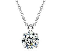 TUHE Collar de moissanita para mujer de 0.1 a 12.0 quilates (3-15 mm), colgante de moissanita chapado en oro de 18 quilates, collar solitario redondo con cadena de 45.7 cm + 5.1 cm, joyería para mamá