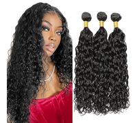 Tuheerst 22 22 22 Inch Water Wave Human Hair Bundles Natural Black Cabello Humano Natural Bündel Echthaar Human Hair Extensions Pelucas Mujer Pelo Double Weft Remy Hair 3 Bundle Total 300g