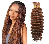 Tuheerst 24 24 24 Inch Deep Wave Bulk Hair For Braiding #30 Light Brown menschliches Haar 3 Bundles/Pack No Weft Premium Braiding Hair Extensions for Boho Braids With Minimal Tangle