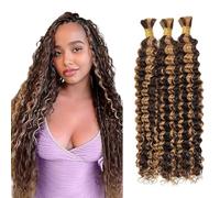 Tuheerst 24 24 24 Inch Deep Wave Bulk Hair For Braiding P4/27 Highlight Blonde menschliches Haar 3 Bundles/Pack No Weft Premium Braiding Hair Extensions for Boho Braids With Minimal Tangle