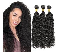 Tuheerst 24 24 24 Inch Water Wave Human Hair Bundles Natural Black Cabello Humano Natural Bündel Echthaar Human Hair Extensions Pelucas Mujer Pelo Double Weft Remy Hair 3 Bundle Total 300g