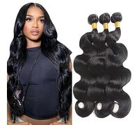 Tuheerst 26 26 26 pulgadas Body Wave Human Hair Bundles 1B Natural Black Cabello Humano Extensiones de Cabello Humano Cabello Humano Extensiones Minimal Shedding Double Weft Remy Hair 3 Bundle Total
