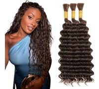Tuheerst 26 26 - 26 pulgadas Deep Wave Bulk Hair for Braiding #4 Chocolate Brown cabello humano extensiones de cabello humano sin decoloración Premium trenzas para trenzas boho con mínimo enredo 3