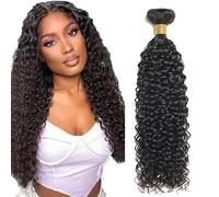 Tuheerst 26 Inch Cabello Humano Natural Kinky Curly Human Hair Bundles 1B Natural Black Human Hair Extensions Pelucas Mujer Pelo Double Weft Unprocessed Virgin Hair for Woman 1 Bundle