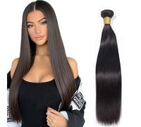 Tuheerst 26 Inch Cabello Humano Straight Human Hair Bundles 1B Natural Black Human Hair Extensions Echthaar Tressen Double Weft Unprocessed Virgin Hair for Woman 1 Bundle