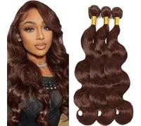 Tuheerst 28 30 32 Inch #4 Chocolate Brown Bundles Human Hair Double Weft Body Wave Cabello Humano Extensions Unprocessed Tissage Brazilian Virgin Human Hair Total 3 Bundles Total 150g
