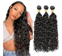 Tuheerst 30 30 30 Pulgadas Water Wave Human Hair Bundles Natural Black Cabello Humano Natural Bündel Echthaar Human Hair Extensions Pelucas Mujer Pelo Double Weft Remy Hair 3 Bundle Total 300g