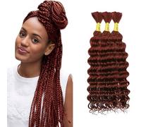 Tuheerst 30 30 30 Zoll Deep Wave Bulk Hair For Braiding #33 Reddish Brown menschliches Haar 3 Bundles/Pack No Weft Premium Braiding Hair Extensions for Boho Braids With Minimal Tangle