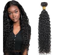Tuheerst 30 Inch Water Wave Human Hair Bundles 1B Natural Black Cabello Humano Human Hair Extensions Unprocessed Echthaar Tressen Double Weft Remy Hair for Woman
