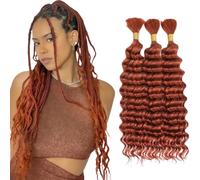 Tuheerst 32 32 32 Inch Deep Wave Bulk Hair For Braiding #350 Orange menschliches Haar 3 Bundles/Pack No Weft Premium Braiding Hair Extensions for Boho Braids With Minimal Tangle