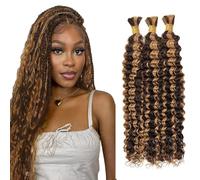 Tuheerst 32 32 32 Inch Deep Wave Bulk Hair For Braiding P4/27 Highlight Blonde menschliches Haar 3 Bundles/Pack No Weft Premium Braiding Hair Extensions for Boho Braids With Minimal Tangle