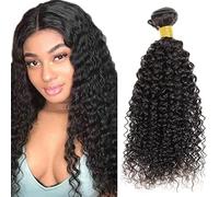 Tuheerst 32 Inch Kinky Curly Human Hair Bundles 1B Natural Black Cabello Humano Human Hair Extensions Unprocessed Echthaar Tressen Double Weft Remy Hair for Woman