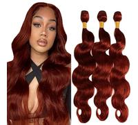 Tuheerst #33 Reddish Brown Bundles Human Hair Double Weft Body Wave Cabello Humano Extensions Unprocessed Tissage Brazilian Virgin Human Hair 20 22 24 Inch Total 3 Bundles Total 150g