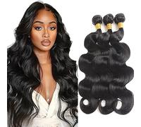 Tuheerst 34 34 34 Inch Body Wave Human Hair Bundles Natural Black Cabello Humano Natural Bündel Echthaar Human Hair Extensions Pelucas Mujer Pelo Double Weft Remy Hair 3 Bundle Total 300g