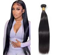 Tuheerst 34 Inch Cabello Humano Straight Human Hair Bundles 1B Natural Black Human Hair Extensions Echthaar Tressen Double Weft Unprocessed Virgin Hair for Woman 1 Bundle