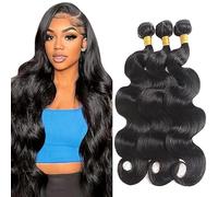 Tuheerst Body Wave Cabello Humano 1B Natural Black Cabello Humano Extensiones de Cabello Humano Cabello Humano Extensiones Minimal Shedding Double Weft Remy Hair 3 Bundle Total 300 g 300 g 300 g 300 g