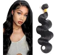 Tuheerst Body Wave Human Hair Bundles 1B Natural Black Mensliches Haar Bundel Echthaar Human Hair Extensions Echthaar Tressen Double Weft Remy Hair 1 Bundle Total 100g 32 Inch