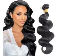 Tuheerst Body Wave Human Hair Bundles 1B Natural Black Mensliches Haar Bundel Echthaar Human Hair Extensions Echthaar Tressen Double Weft Remy Hair 1 Bundle Total 100g 12 Inch